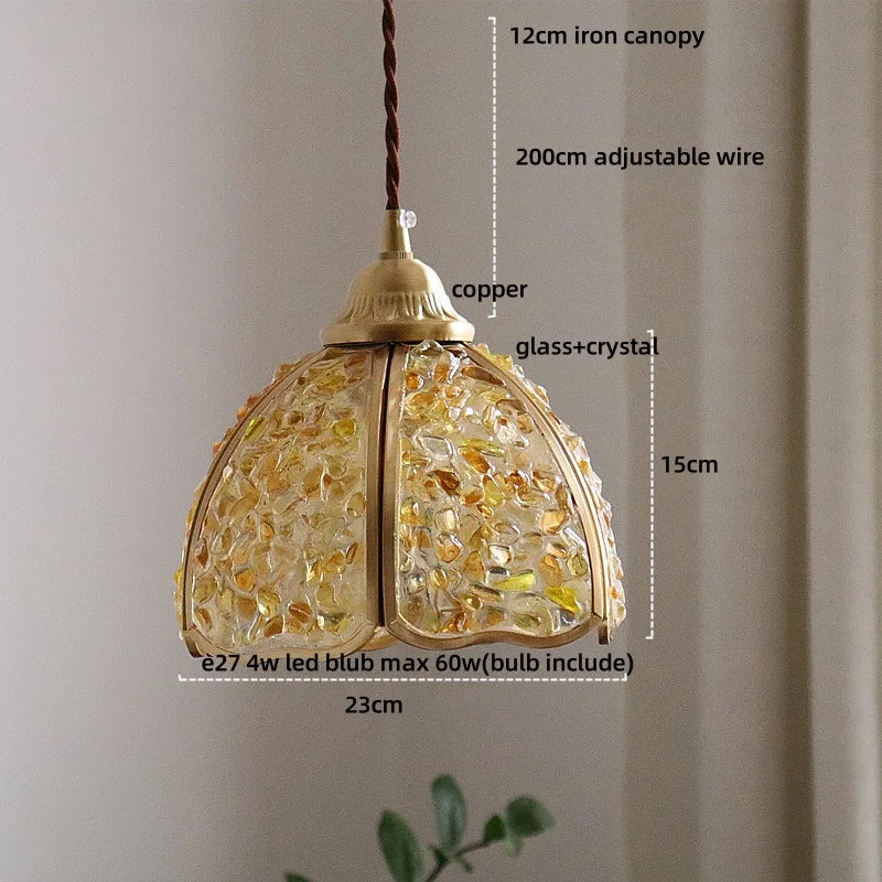 Afralia™ Crystal Glass LED Pendant: Tiffany Style Hanging Light for Living Room