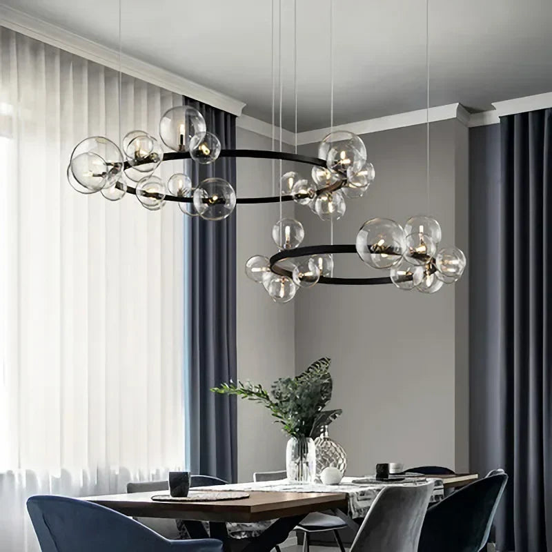 Glass Ball LED Chandelier: Modern Nordic Style for Living, Dining, Kitchen, Study