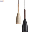 Wood Stone LED Hanging Lamp Modern Pendant Lighting for Living Room