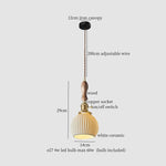 White Ceramic Brass LED Pendant Light - Vintage Japanese Hanglamp