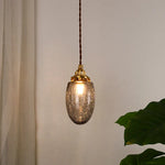 Afralia™ Smoke Gray Glass LED Pendant Light for Home Decor in Brass Finish