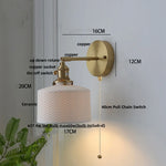 Copper LED Sconce Wall Lamp Pull Chain Switch Nordic Modern Ceramic Mirror Light