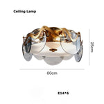 Nordic Gold Iron Pendant Light Disc Chandelier Luxury Glass for Living Room