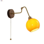 Copper Glass Wall Sconce Amber LED Rotate Modern Bathroom Mirror Light