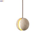 Stone LED Hanging Lamp Yellow Travertine Nordic Minimalism Pendant Lighting