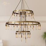 Axis Black Brass LED Round Chandelier for Living & Dining Room