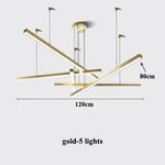 Modern Gold Black Led Pendant Lights, Dimmable, L80cm, Aluminium, Dining Room Hanging Lamp