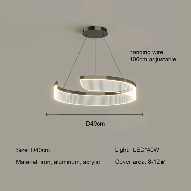 Modern Acrylic LED Semicircle Pendant Light Chandelier for Living Room and Bedroom