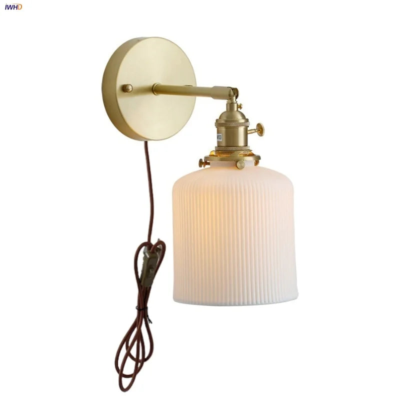 Ceramic Knob Switch Wall Light by IWHD - Modern LED Sconce for Bedroom, Hallway & Bathroom