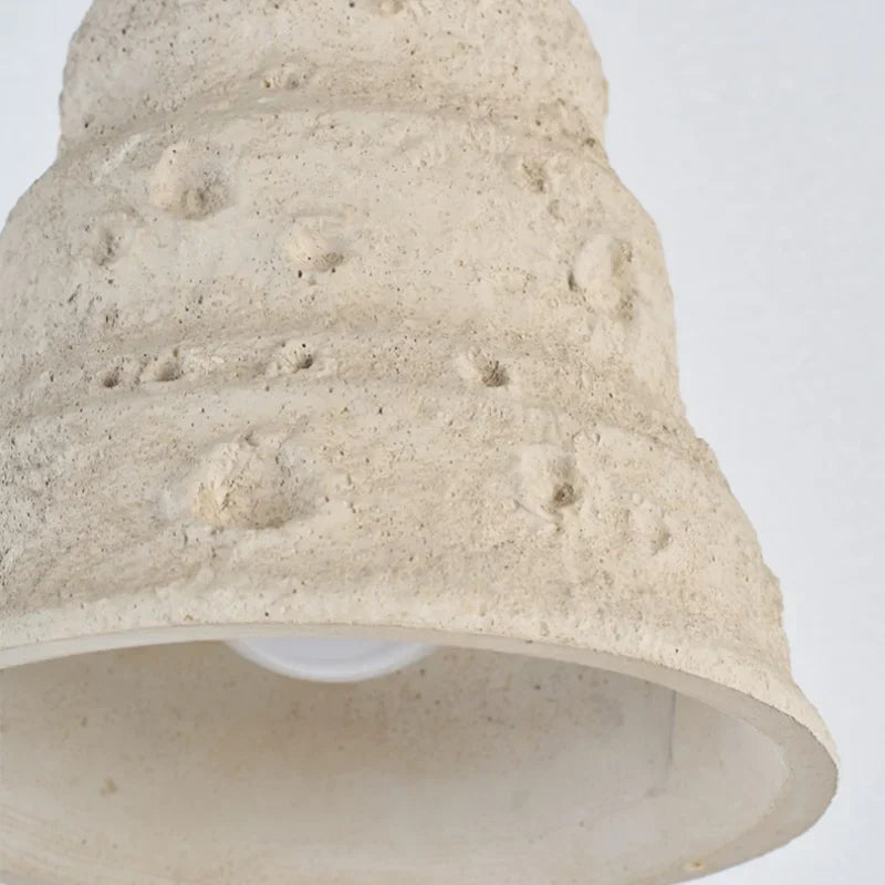 Japanese Style LED Pendant Lights Wood Canopy Cement Lampshade