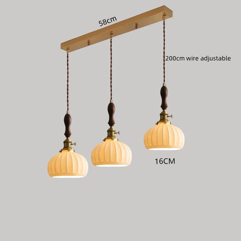 Ceramic Copper Chandelier LED Pendant Light Modern Hanging Lamp for Home Decor