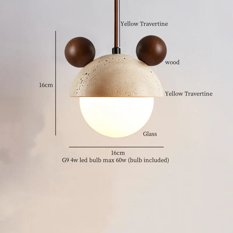 Afralia™ Glass Stone LED Pendant Lights - Yellow Travertine Vintage Hanging Lamp