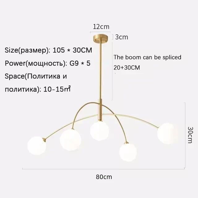 Nordic Pendant Light Chandelier Suspended Milky Glass Designer Ceiling Lamp.
