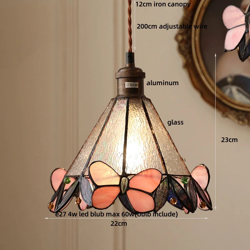 Tiffany Glass LED Pendant Light Kitchen Bar Cat Modern Hanging Lights