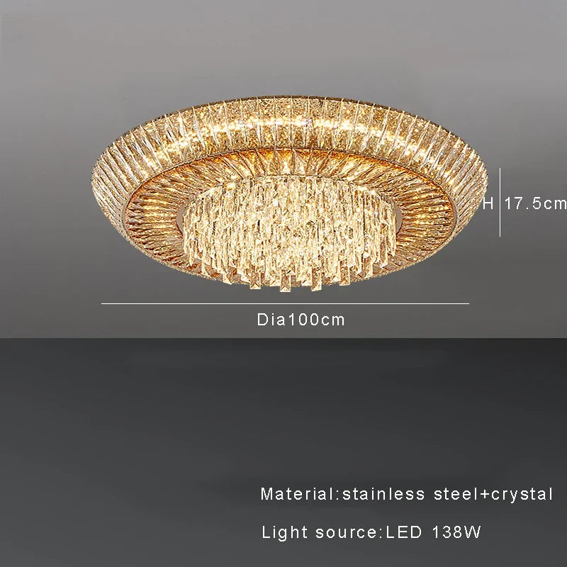 Amber Crystal Ceiling Chandelier: Luxe LED Home Decor Light Fixture
