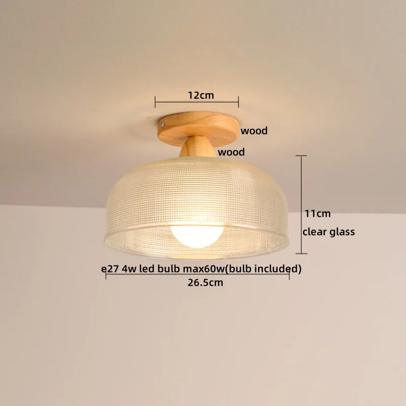 Wood Glass LED Ceiling Lights Modern Luminaria De Teto for Home Décor
