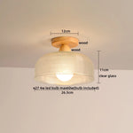 Wood Glass LED Ceiling Lights Modern Luminaria De Teto for Home Décor
