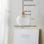 Glass Globe LED Pendant Light Fixture for Porch Kitchen Aisle, Adjustable Hanging Lamp