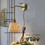 Ceramic Brass LED Wall Light Fixture Pull Chain Switch Bedside Sconce