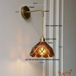 Amber Glass LED Wall Light Modern Nordic Bedroom Reading Lamp