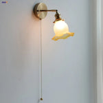 Afralia™ Flower Glass LED Wall Light - Vintage Rotate Copper Bedside Lamp