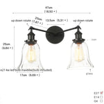 Black LED Wall Sconce 2-Head Lamp for Bedroom Bathroom Mirror