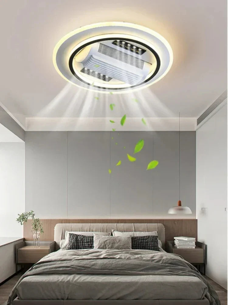 Bladeless LED Ceiling Fan Light: Modern Invisible Fan Lamp for Bedroom & Living Room