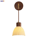 Adjustable LED Wall Light Fixture with Ceramic Wood Base for Home Decor