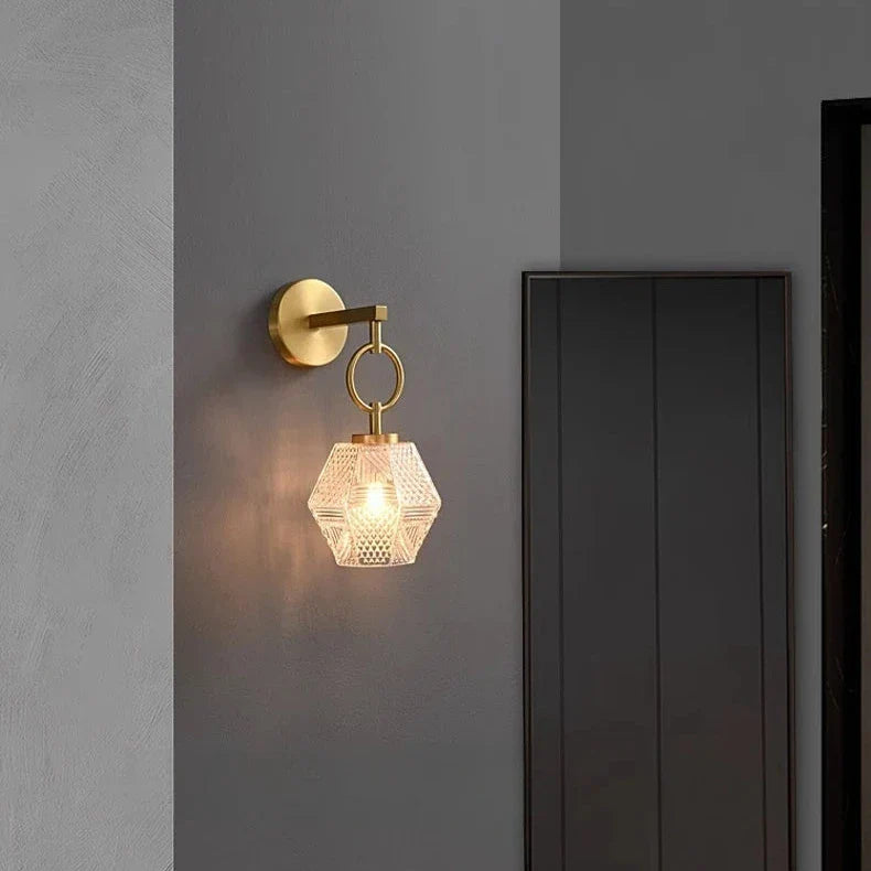 Copper & Glass Pendant Wall Sconce