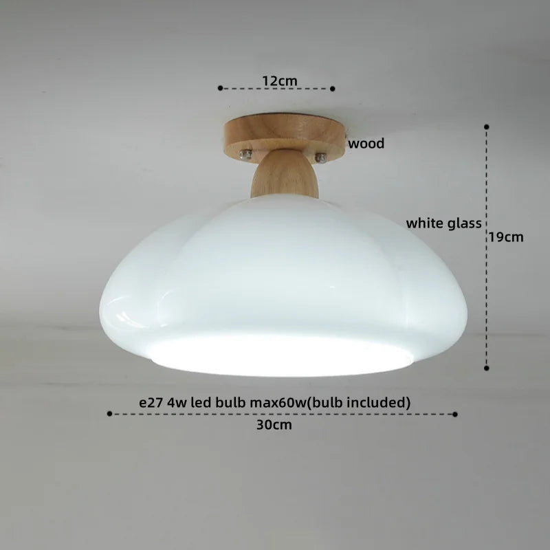 Cotton Shape LED Ceiling Lamp - Cream. Nordic Style, Hallway Balcony Porch Light.