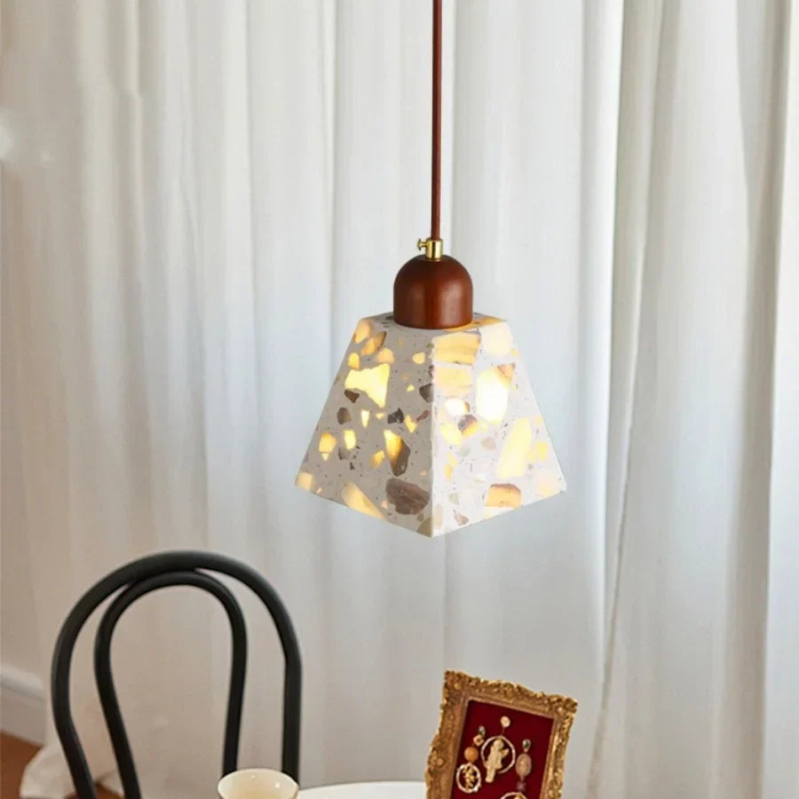 Wood LED Pendant Lamp Japan Style Wabi Sabi Hanging Light Fixtures