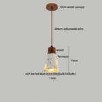 Terrazzo Brown Wood LED Pendant Light Fixture Stone Hanging Lamp