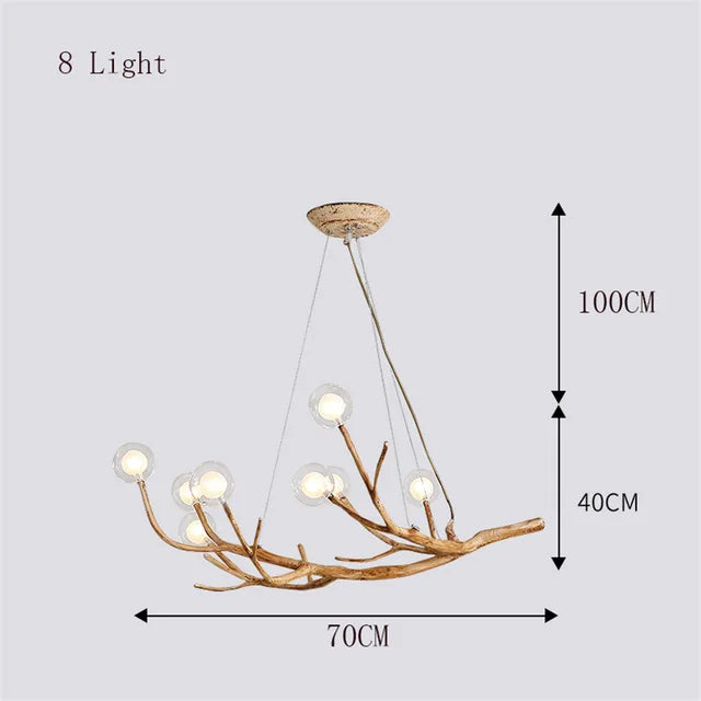 Retro LED Chandelier Living Room Study Bedroom Art Brown Pendant Light