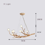 Retro LED Chandelier Living Room Study Bedroom Art Brown Pendant Light