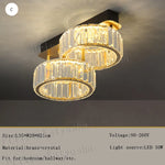 Gold Crystal Copper Ceiling Lamps LED Modern Home Room Decor Lighting