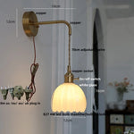 Smoke Gray Glass LED Wall Light Fixture Minimalist Pull Chain Switch Bedside Lamp