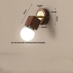 Modern Copper Wood LED Wall Lights with Pull Chain Switch for Bedroom Vanity.