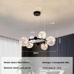 Nordic Glass Globe Pendant Lights Chandelier with 3 Changeable LED Lights