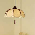 Wood E27 LED Fabric Pendant Chandelier for Dining & Bedroom Lighting