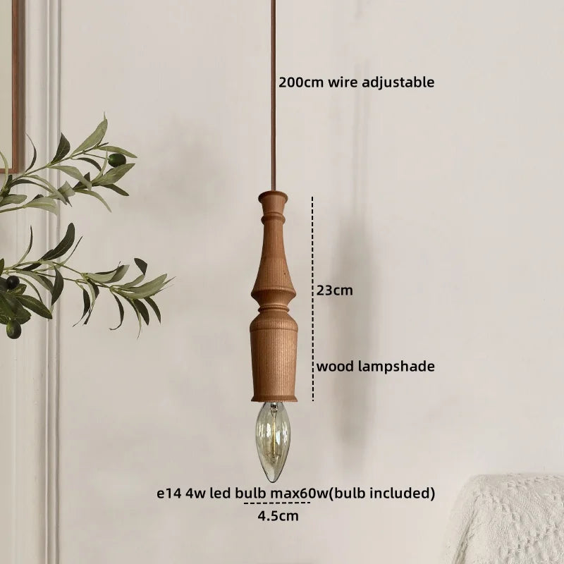 Wood LED Pendant Lamp Japanese Hanging Light Chandelier for Indoor Living Room