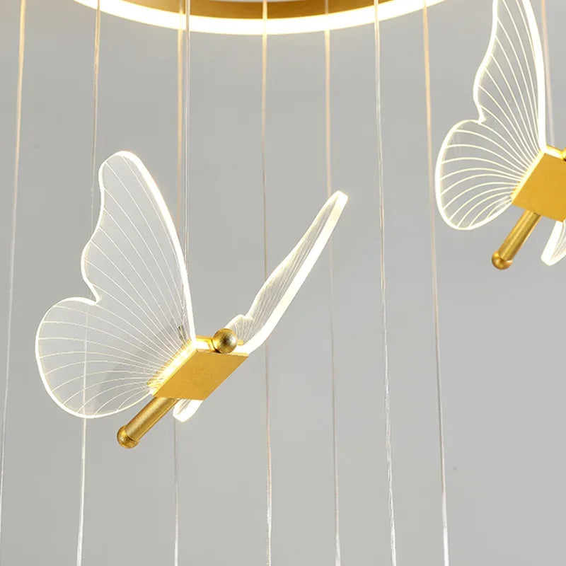 Butterfly LED Chandelier for Duplex Villa Living Room Romantic Wedding Decor