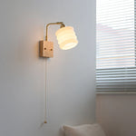 Walnut Wood LED Wall Sconce Rotatable Glass Bedside Lamp Nordic Modern