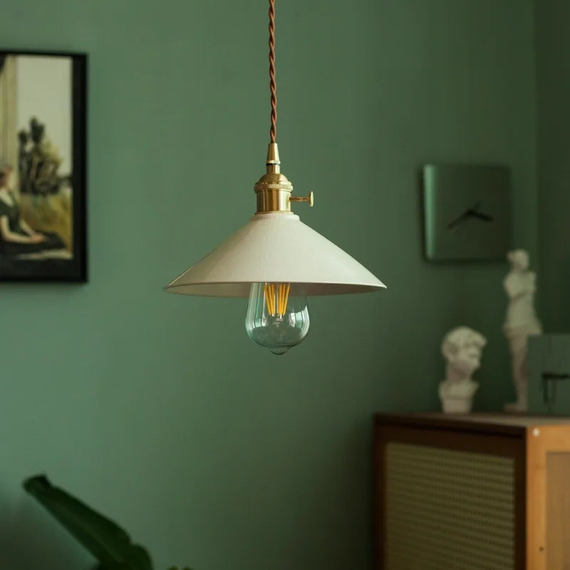 Beige Ceramic LED Pendant Lamp for Home and Commercial Spaces