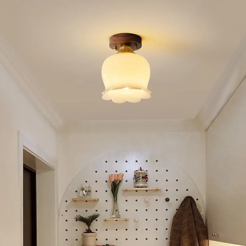 Walnut LED Ceiling Lamp Modern Indoor Lighting Fixture