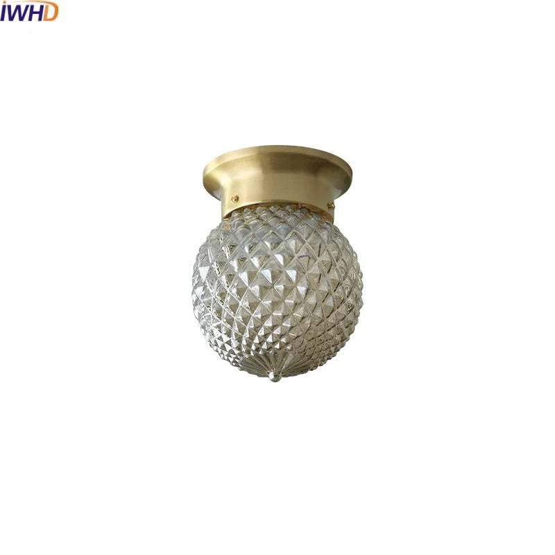 Copper Glass Ball LED Ceiling Light - Modern Style Indoor Lighting Fixtures