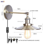 Loft LED Wall Lamp Gold Pull Chain Switch Industrial Luminaire