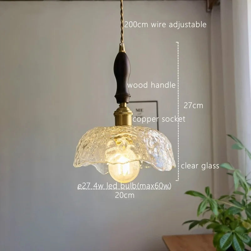 Japanese Style Green Glass LED Pendant Chandelier for Home Decor