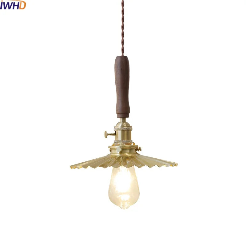Copper Walnut LED Pendant Lights, Modern Hanging Lamp for Hallway, Bedroom, Dining Room