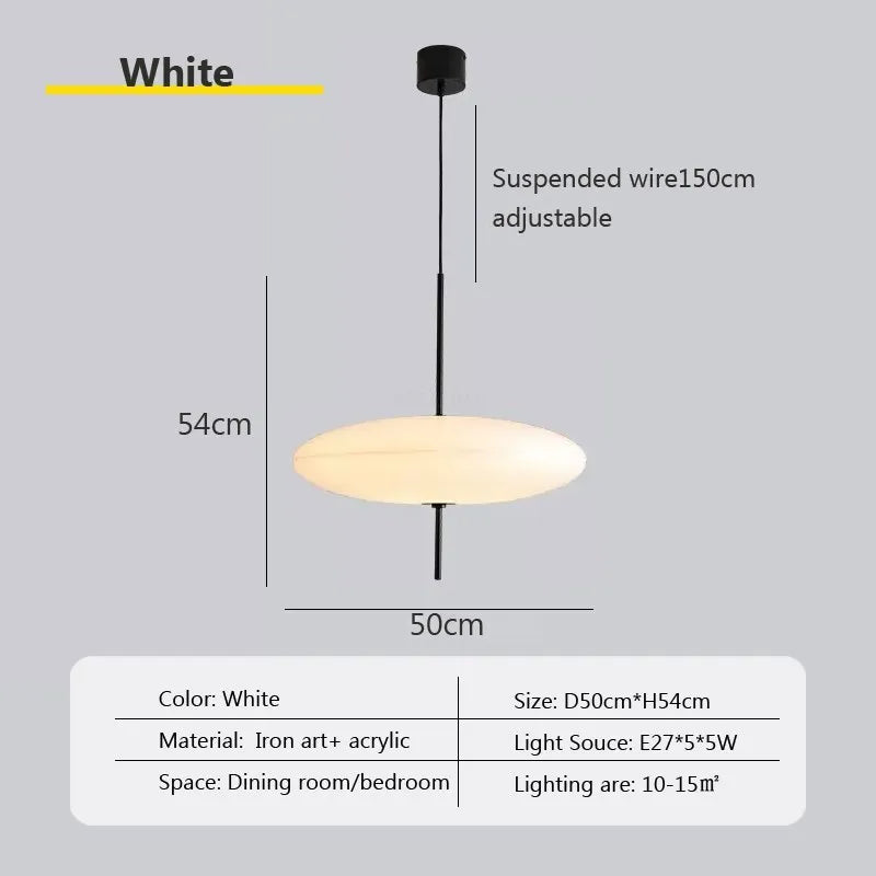 Modern Saucer Pendant Light 30/50cm Black White for Home & Commercial Decor