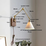 Walnut Wood LED Wall Light with Pull Chain Switch & Rotatable Amber Glass